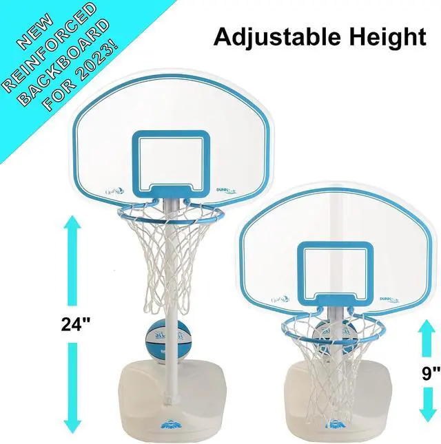 Alt view image 2 of 7 - Dunn-Rite Clear Shot Pool Basketball Hoop with Adjustable Stainless Steel Rim, Clear Backboard, Water-Filled Base & Waterproof Basketball