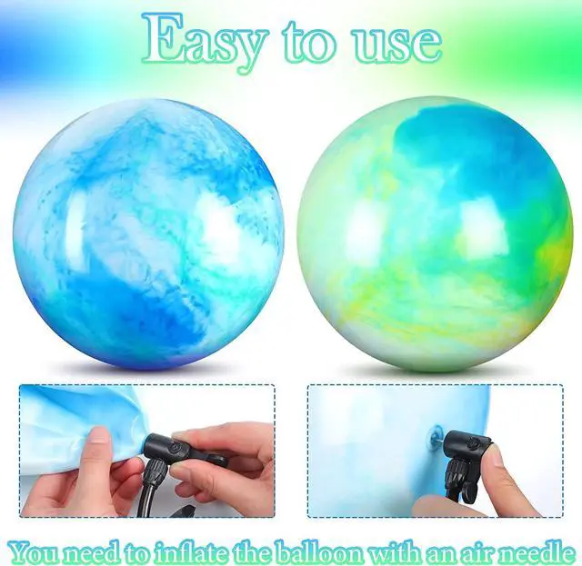 Alt view image 3 of 6 - Deekin 2 Pcs 15 Inch Marbleized Bouncy Balls Large Inflatable Rubber Sensory Ball for Playground Outdoor (Blue and Green)