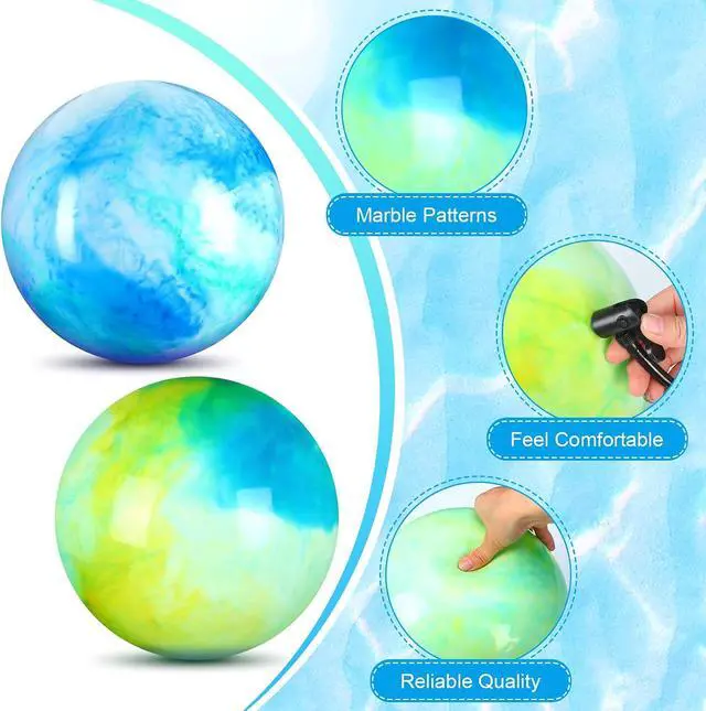 Alt view image 5 of 6 - Deekin 2 Pcs 15 Inch Marbleized Bouncy Balls Large Inflatable Rubber Sensory Ball for Playground Outdoor (Blue and Green)