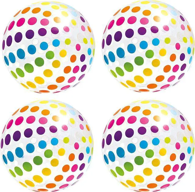 Main image of Intex Jumbo Inflatable Colorful Polka Dot Giant Beach Ball 4-Pack