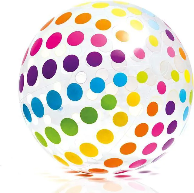 Alt view image 2 of 4 - Intex Jumbo Inflatable Colorful Polka Dot Giant Beach Ball 4-Pack