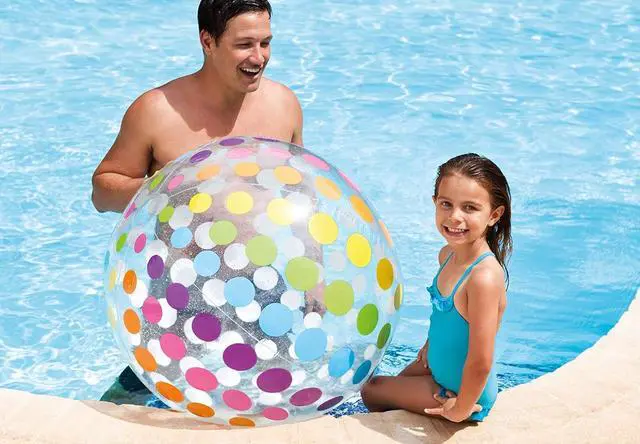 Alt view image 3 of 4 - Intex Jumbo Inflatable Colorful Polka Dot Giant Beach Ball 4-Pack