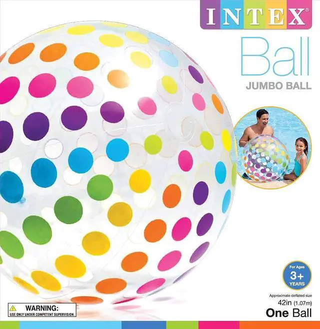 Alt view image 4 of 4 - Intex Jumbo Inflatable Colorful Polka Dot Giant Beach Ball 4-Pack