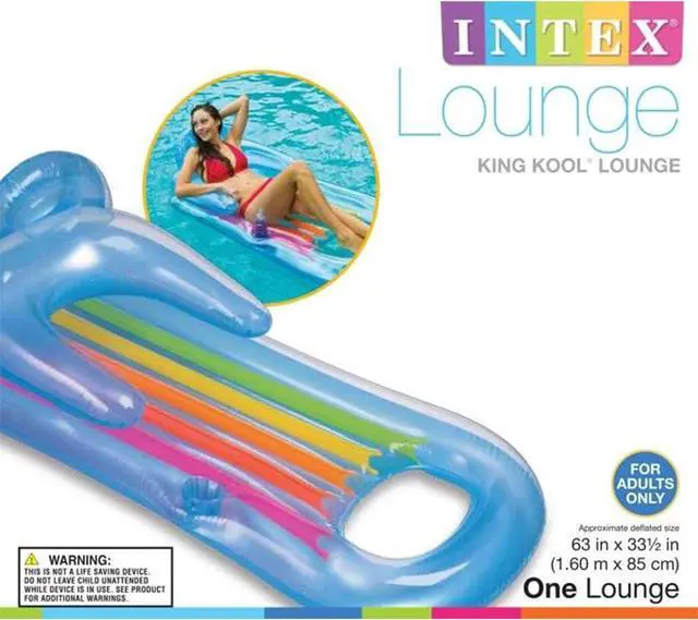 Alt view image 5 of 7 - Intex King Kool Lounge Inflatable Swimming Pool Lounger with Headrest (Pair)