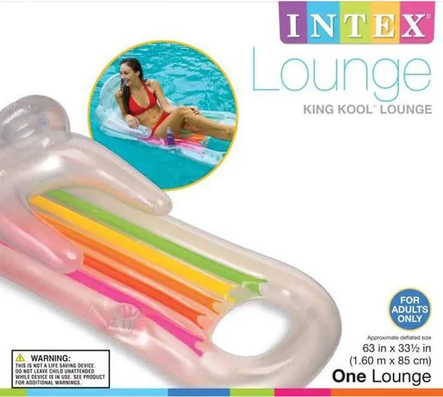 Alt view image 6 of 7 - Intex King Kool Lounge Inflatable Swimming Pool Lounger with Headrest (Pair)