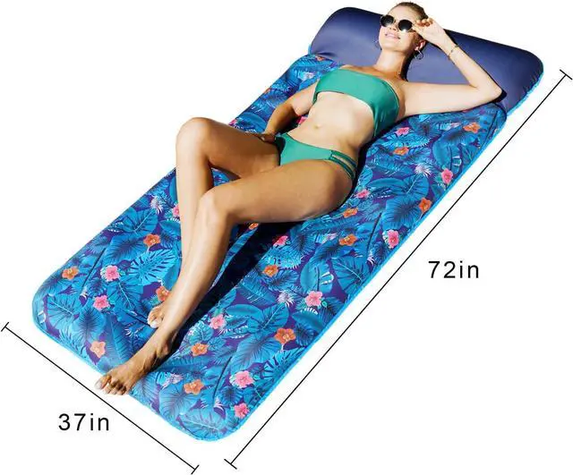 Alt view image 3 of 6 - FindUWill Oversized Pool Float Lounger for Adults - 72" Extra Large Heavy Duty Pool Floats, Soft Fabric Covered Pool Rafts for Backyard, Lake & Beach