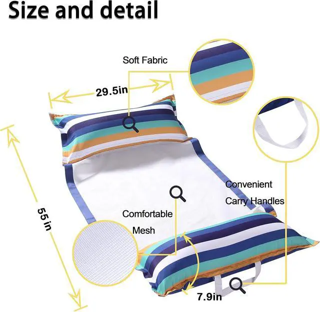 Alt view image 5 of 7 - FindUWill Pool Hammock Floats, XL, 2Pack Inflatable Water Hammocks Floaties 4-in-1 (Saddle, Lounge Chair, Hammock, Drifter), Pool Float Lounger for Adults