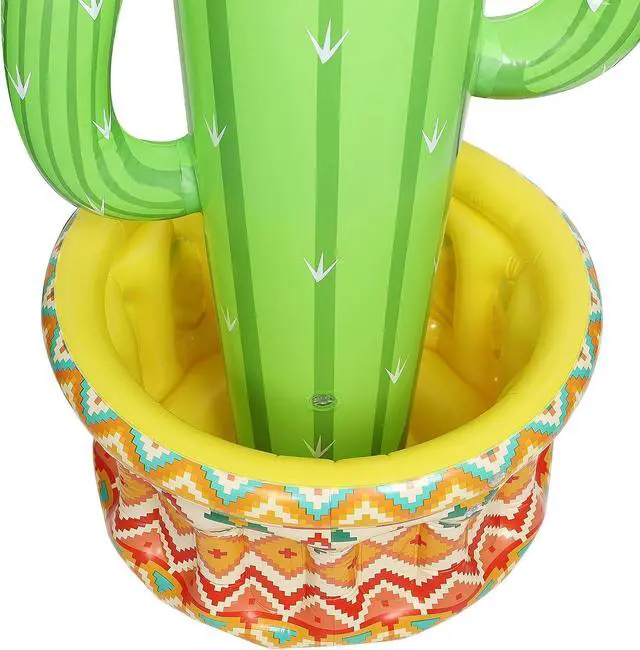 Alt view image 6 of 7 - Triumpeek Inflatable Cactus Cooler, 55" Fiesta Cactus Ice Bucket Wearing Sombreros for Summer Swimming Pool Hawaiian Themed Party Supplies