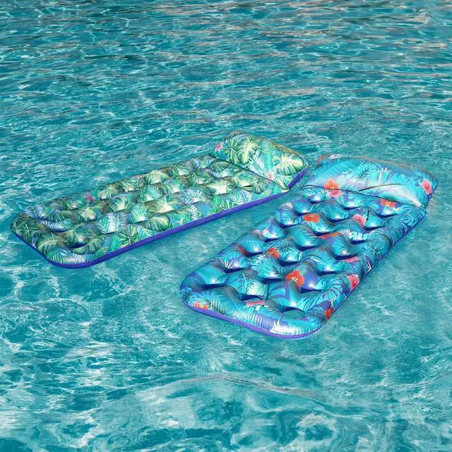 Alt view image 3 of 6 - FindUWill Inflatable Pool Floats Adult, Large Pool Float Raft with Headrest for Adults, Tanning Pool Lounger Cooling Pool Floaties for Vacation