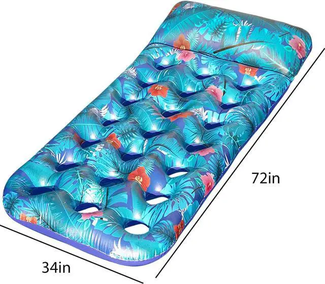 Alt view image 5 of 6 - FindUWill Inflatable Pool Floats Adult, Large Pool Float Raft with Headrest for Adults, Tanning Pool Lounger Cooling Pool Floaties for Vacation