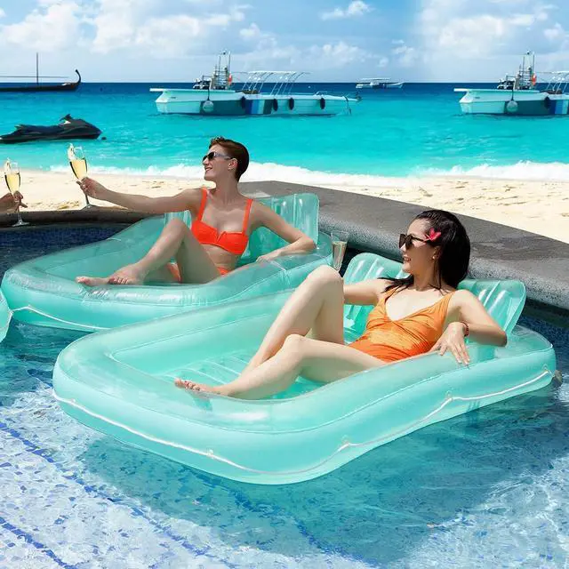 Alt view image 6 of 7 - Float Joy Tanning Pool Floats Adult Inflatable Tanning Bed for Backyard Lake Floats Tanning Pool Lounger Sunbathing Pool