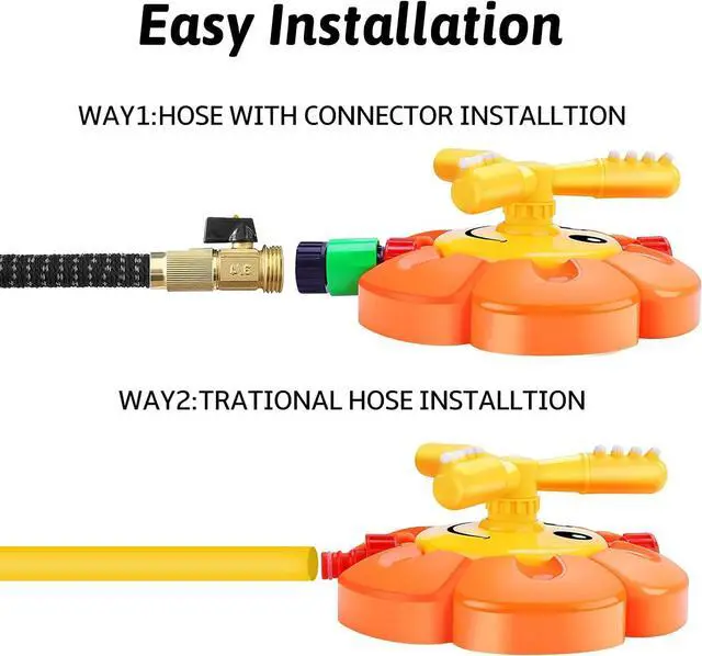 Alt view image 3 of 5 - Water Sprinkler for Kids Toddlers Sprinklers with Roating Spray Nozzles Attaches Garden Water Hose Outdoor Play Outside Toys 3-4 Summer Backyard Lawn Game Yard Water Toy for Kids 3-5 4-8 Boy Girl