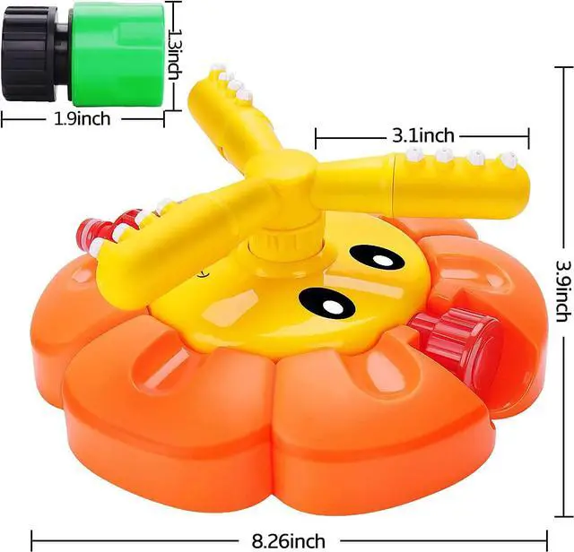 Alt view image 5 of 5 - Water Sprinkler for Kids Toddlers Sprinklers with Roating Spray Nozzles Attaches Garden Water Hose Outdoor Play Outside Toys 3-4 Summer Backyard Lawn Game Yard Water Toy for Kids 3-5 4-8 Boy Girl