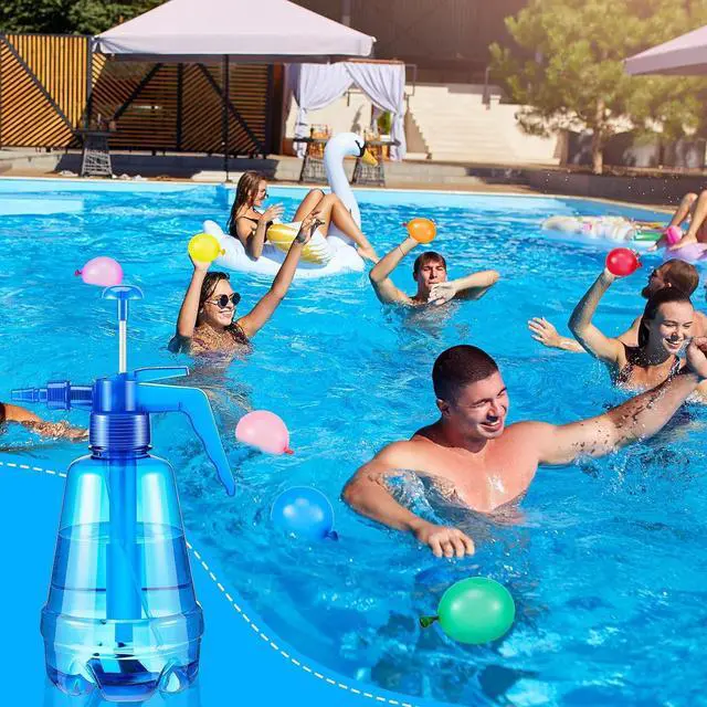 Alt view image 5 of 6 - Junkin 3 Pcs Water Balloon Pump with 1000 Balloons, Balloon Filler 3 in 1 Air and Inflator Portable Filling Pumping Station for Summer Themed Parties Water Fight, Random Color