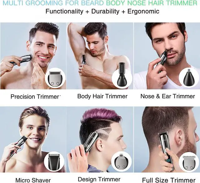 Alt view image 2 of 7 - Brightup Beard Trimmer for Men - Electric Razor & Shaver, Cordless Hair Clippers Trimmers Set, IPX7 Waterproof Mens Grooming Kit for Shaving Face, Mustache, Body, Ear, Nose Hair Trimmer, Gifts for Men