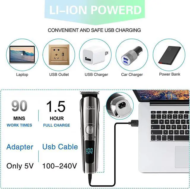 Alt view image 4 of 7 - Brightup Beard Trimmer for Men - Electric Razor & Shaver, Cordless Hair Clippers Trimmers Set, IPX7 Waterproof Mens Grooming Kit for Shaving Face, Mustache, Body, Ear, Nose Hair Trimmer, Gifts for Men