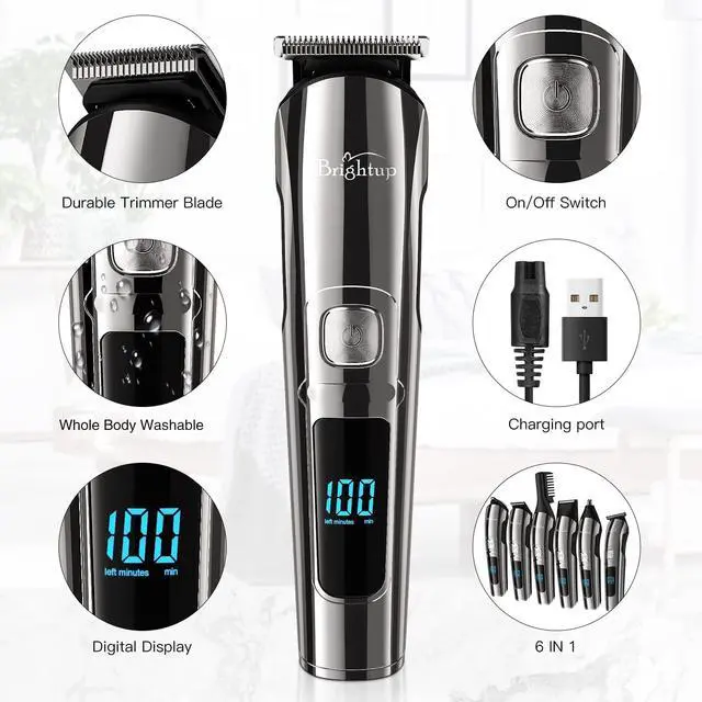 Alt view image 5 of 7 - Brightup Beard Trimmer for Men - Electric Razor & Shaver, Cordless Hair Clippers Trimmers Set, IPX7 Waterproof Mens Grooming Kit for Shaving Face, Mustache, Body, Ear, Nose Hair Trimmer, Gifts for Men