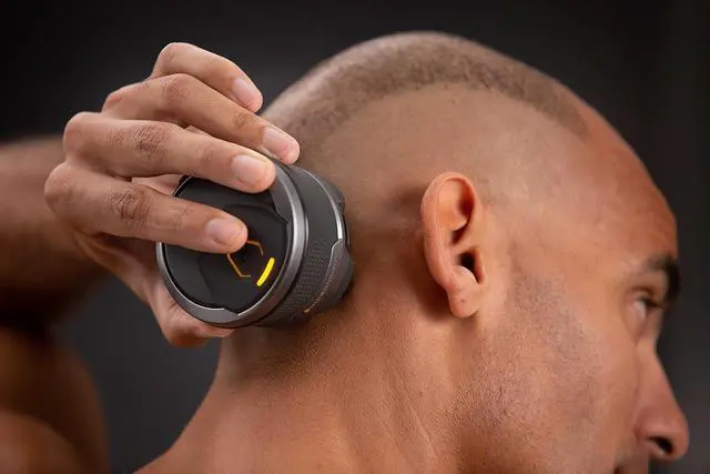 Alt view image 4 of 6 - Microtouch Titanium Electric Head Shaver - Rechargeable Head and Face Shaver for Men, Cordless Razor, Hypoallergenic Wet/Dry Shaving, Precision Head Trimmer, Lithium Power, Battery Powered