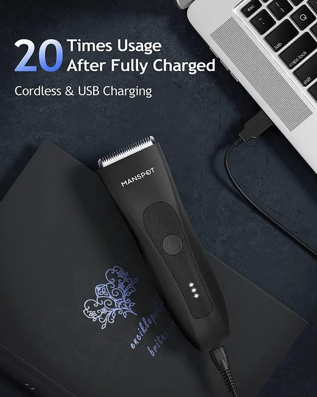 Alt view image 5 of 6 - MANSPOT Groin Hair Trimmer for Men, Electric Ball Trimmer/Shaver, Replaceable Ceramic Blade Heads, Waterproof Wet/Dry Groin & Body Shaver Groomer, 90 Minutes Shaving After Fully Charged