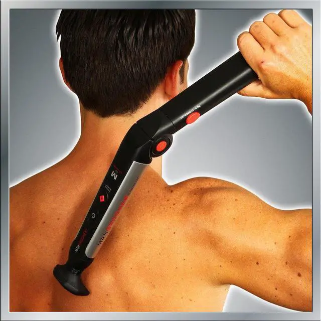 Alt view image 5 of 7 - MANGROOMER - ULTIMATE PRO Back Shaver with 2 Shock Absorber Flex Heads, Power Hinge, Extreme Reach Handle and Power Burst