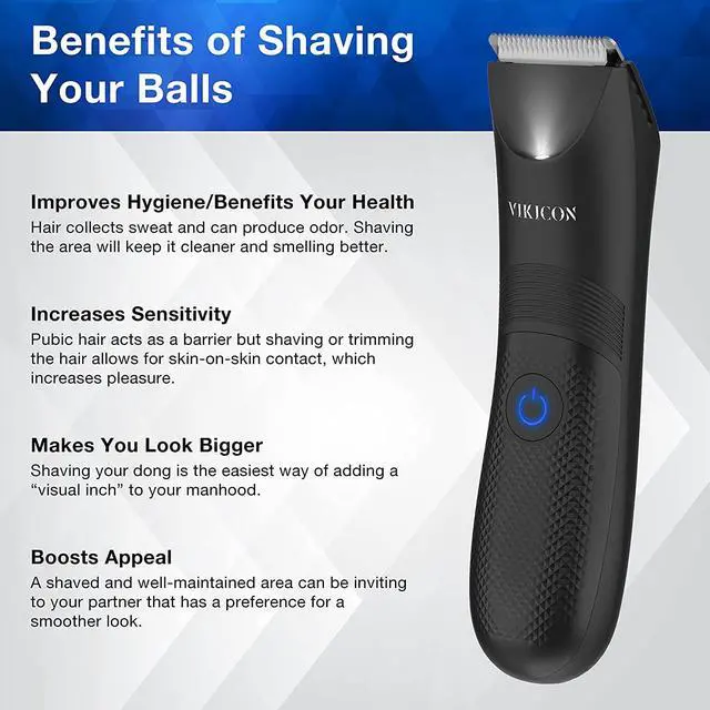 Alt view image 2 of 6 - VIKICON Manscape Trimmer for Men - IPX7 Waterproof Ball Trimmer w/Light & Ceramic Blade, Body Groomer for Pubic/Body/Groin Grooming, Electric Razor Shavers, USB-C Charging, No Nicks, Gifts for Him Dad