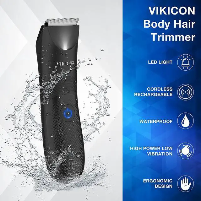 Alt view image 4 of 6 - VIKICON Manscape Trimmer for Men - IPX7 Waterproof Ball Trimmer w/Light & Ceramic Blade, Body Groomer for Pubic/Body/Groin Grooming, Electric Razor Shavers, USB-C Charging, No Nicks, Gifts for Him Dad