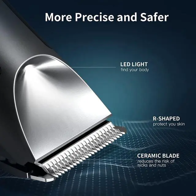 Alt view image 3 of 6 - Body Trimmer for Men, KENSEN Body Hair Trimmer Men for Pubic Hair, IPX7 Waterproof Electric Razor Ball Shaver with LED Light, Rechargeable Wet and Dry Body Shaver for Groin Groomer