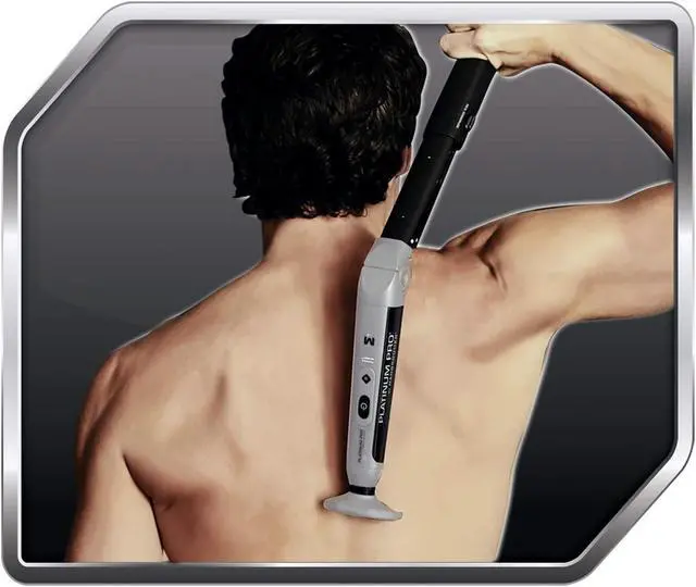 Alt view image 2 of 7 - MANGROOMER - PLATINUM PRO New Back Shaver with 3 Shock Absorber Flex Heads, Power Hinge, Extreme Reach Handle & Bonus Case! (Generation 8.0), 4 Piece Set