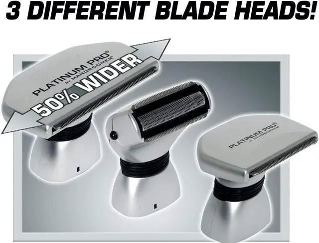 Alt view image 4 of 7 - MANGROOMER - PLATINUM PRO New Back Shaver with 3 Shock Absorber Flex Heads, Power Hinge, Extreme Reach Handle & Bonus Case! (Generation 8.0), 4 Piece Set