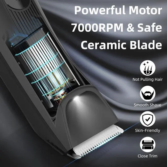 Alt view image 3 of 7 - INVJOY Manscape Body & Pubic Hair Trimmer for Men w/Light - No Nick, No Cut, Balls Trimmer - No Razor Burn Groin, Body Groomer Shaver, IPX7 Waterproof Electric Razor w/Recharge Dock, Gift for Men Dad