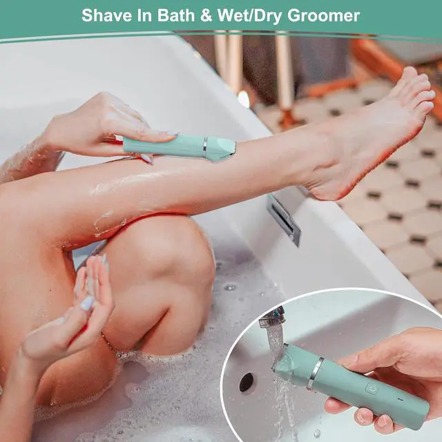 Alt view image 5 of 7 - Electric Razor for Women Bikini Trimmer Rechargeable Electric Shaver for Legs Arms Pubic Body Hair Trimmer for Men and Women Hair Removal with Snap-In Ceramic Blades IP7X Washable Head,Wet and Dry Use