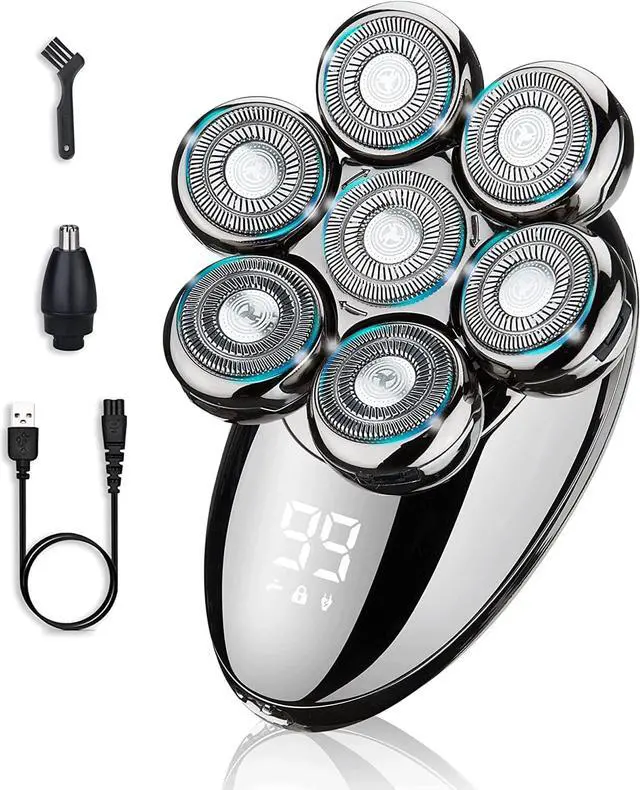 Main image of Electric Razor for Men,2 in 1 Head Shavers for Bald Men, 7D Electric Shavers for Men with Nose Hair Trimmer, Waterproof Wet/Dry Mens Grooming Kit, Anti-Pinch, LED Display, USB Rechargeable