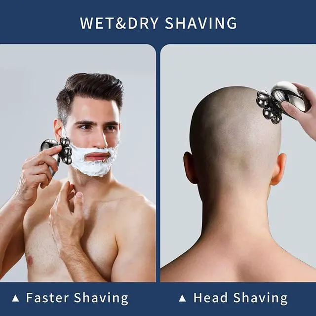 Alt view image 3 of 6 - Electric Razor for Men,2 in 1 Head Shavers for Bald Men, 7D Electric Shavers for Men with Nose Hair Trimmer, Waterproof Wet/Dry Mens Grooming Kit, Anti-Pinch, LED Display, USB Rechargeable