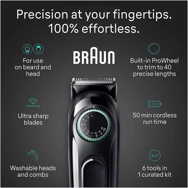 Alt view image 3 of 7 - Braun All-in-One Style Kit Series 3 3460, 6-in-1 Trimmer for Men with Beard Trimmer, Ear & Nose Trimmer, Hair Clippers & More, Ultra-Sharp Blade, 40 Length Settings, Washable