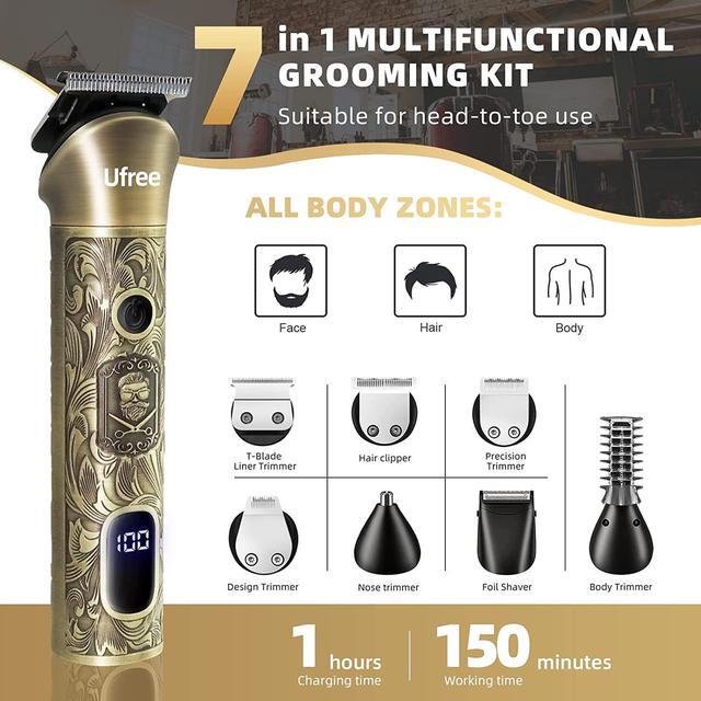 Alt view image 2 of 7 - Ufree Beard Trimmer for Men, Cordless Hair Clippers, Electric Razor Shavers for Men, Shaving Kit for Mustache Body Nose Ear Hair Facial, 7 in 1 Beard Grooming Kit Fathers Gifts for Dad