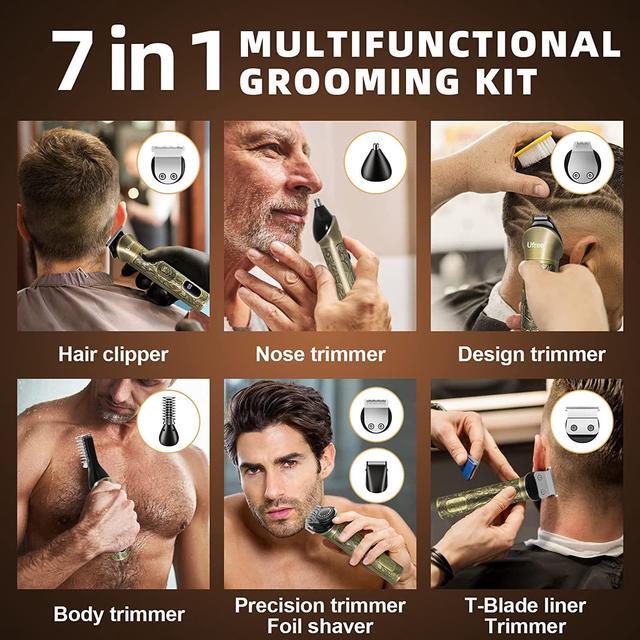Alt view image 3 of 7 - Ufree Beard Trimmer for Men, Cordless Hair Clippers, Electric Razor Shavers for Men, Shaving Kit for Mustache Body Nose Ear Hair Facial, 7 in 1 Beard Grooming Kit Fathers Gifts for Dad