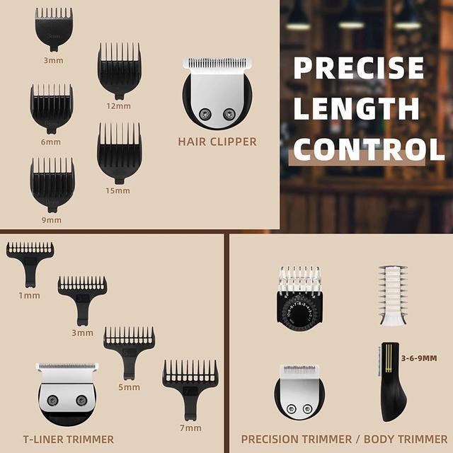 Alt view image 7 of 7 - Ufree Beard Trimmer for Men, Cordless Hair Clippers, Electric Razor Shavers for Men, Shaving Kit for Mustache Body Nose Ear Hair Facial, 7 in 1 Beard Grooming Kit Fathers Gifts for Dad