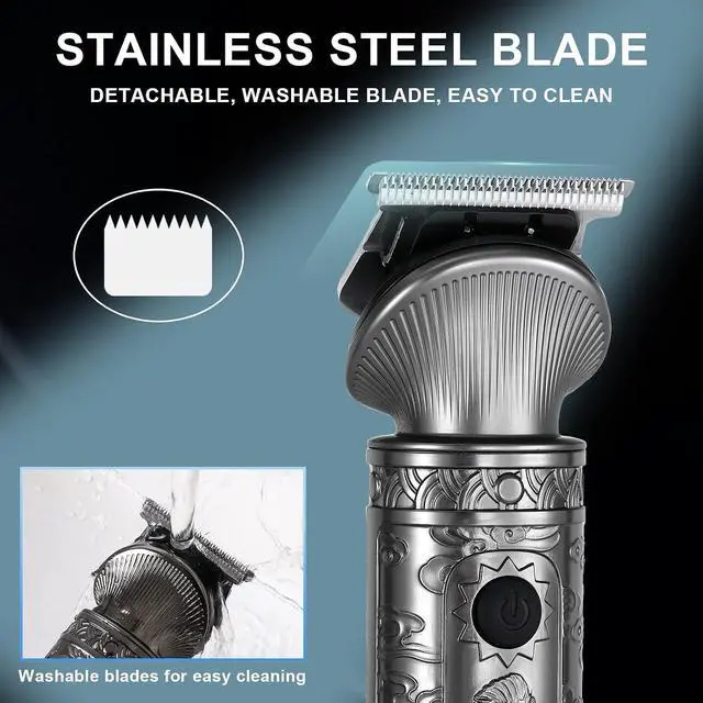 Alt view image 5 of 7 - Hatteker Beard Trimmer Kit for Men Professional Hair Clipper T-Blade Beard Hair Shaver Nose Trimmer Hair Cutting Kit Body Grooming Kit Cordless 6 in 1