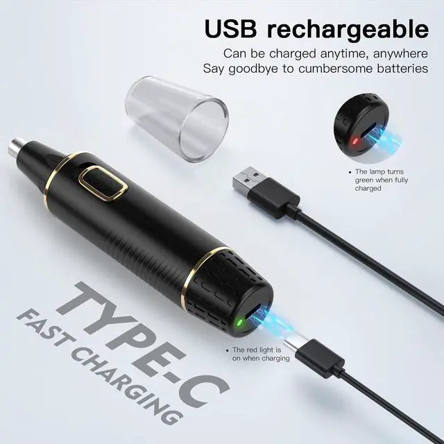 Alt view image 3 of 7 - Nose Hair Trimmer for Men, 2025 Painless USB Rechargeable Nose Hair Trimmer, Ear and Nose Hair Trimmer for Men, Professional Facial Hair Trimmer with IPX7 Waterproof Dual Edge Blades