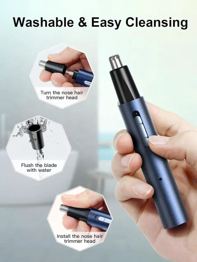 Alt view image 5 of 7 - AHHFEI Nose & Ear Hair Trimmer, 5 in 1 Rechargeable USB Trimmer for Men & Women, Painless & Easy Cleansing, Blue