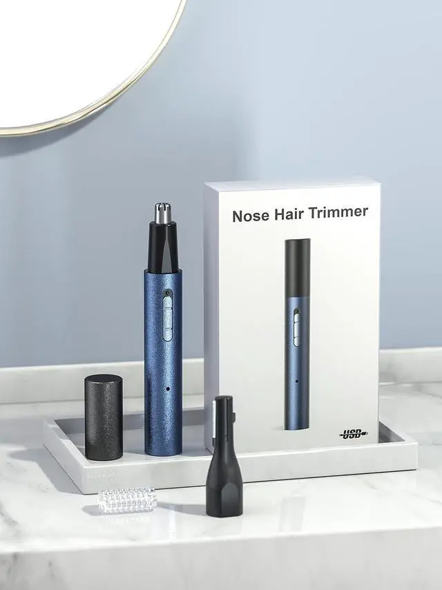 Alt view image 7 of 7 - AHHFEI Nose & Ear Hair Trimmer, 5 in 1 Rechargeable USB Trimmer for Men & Women, Painless & Easy Cleansing, Blue