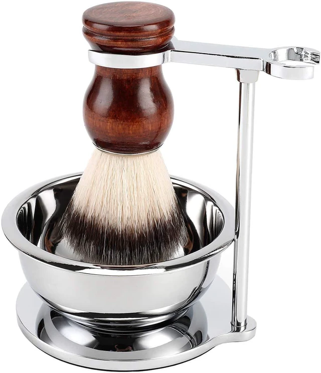 Main image of Deluxe Stainless Shave Razor Stand + Shaving Soap Bowl with Shaving Brush,Compatible with Gillette Fusion,Double Edge Safety Razor,Cartridge Razor