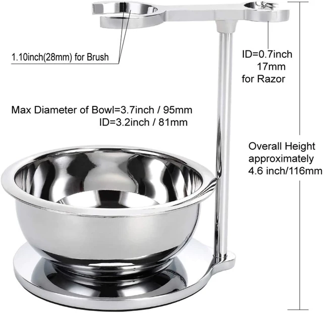 Alt view image 3 of 6 - Deluxe Stainless Shave Razor Stand + Shaving Soap Bowl with Shaving Brush,Compatible with Gillette Fusion,Double Edge Safety Razor,Cartridge Razor