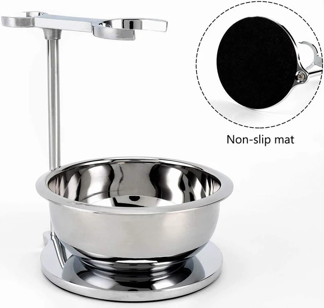 Alt view image 5 of 6 - Deluxe Stainless Shave Razor Stand + Shaving Soap Bowl with Shaving Brush,Compatible with Gillette Fusion,Double Edge Safety Razor,Cartridge Razor