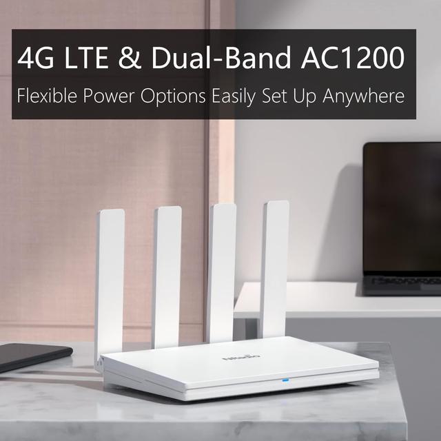 NRadio WiFi Router, AC1200 Dual Band Wireless 4G LTE Router with
