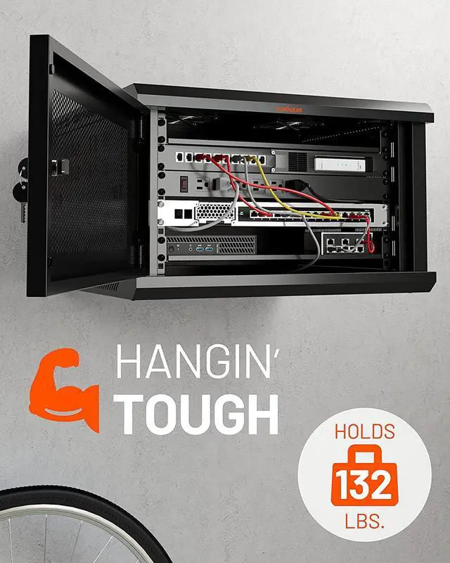 Alt view image 5 of 7 - ECHOGEAR 6U Network Rack - Enclosed Wall Mount Rack Kit Includes 2X 1U Shelves, Pre-Mounted Fan, Lockable Door & Hardware - 600mm Depth Fits All Your AV Gear