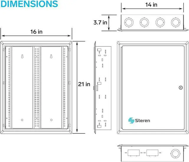 Alt view image 5 of 7 - Structured Media Enclosure Accessories - Structured Wiring Cabinet - Structured Wiring Enclosure - Structured Media Cabinet - Structured Media Center - Fasthome Flush Mount Enclosure - STEREN 19"