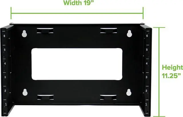 Alt view image 3 of 6 - NavePoint 6U Patch Panel Bracket Wall Mount Patch Panel Rack for 19 Networking Equipment  Expandable Mounting Depth 9.5 to 15.5 4U IT Rack 40lbs Weight Capacity Pre-Assembled