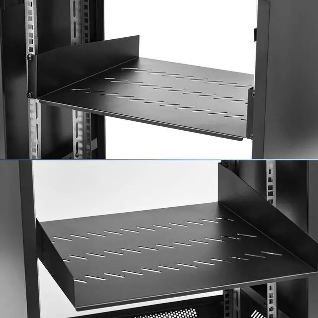 Alt view image 4 of 7 - 2U Server Rack Shelf Rack Mount Tray 16" Deep for 19" Network Cabinet and Equipment Rack Universal Vented Rackmount Shelf Mounting Tray -2U,16" DeepWeight Capacity 50lbBlack