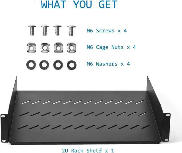 Alt view image 6 of 7 - 2U Server Rack Shelf Rack Mount Tray 16" Deep for 19" Network Cabinet and Equipment Rack Universal Vented Rackmount Shelf Mounting Tray -2U,16" DeepWeight Capacity 50lbBlack